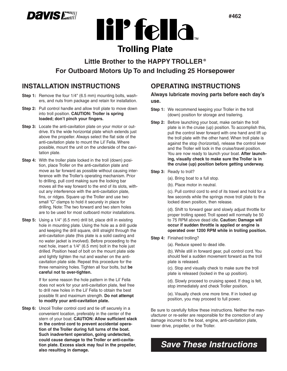 DAVIS Lil Fella User Manual | 2 pages