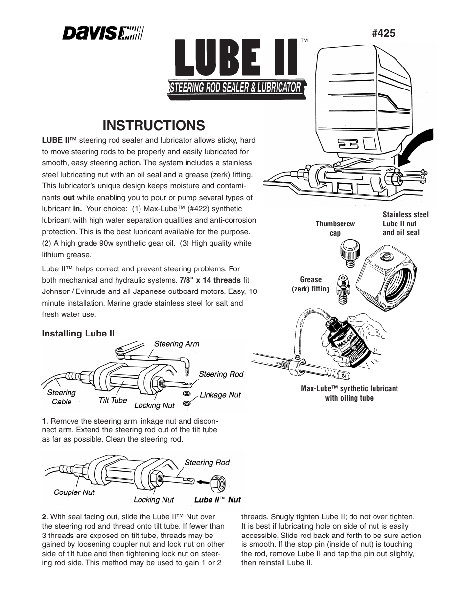 DAVIS LUBE II User Manual | 2 pages