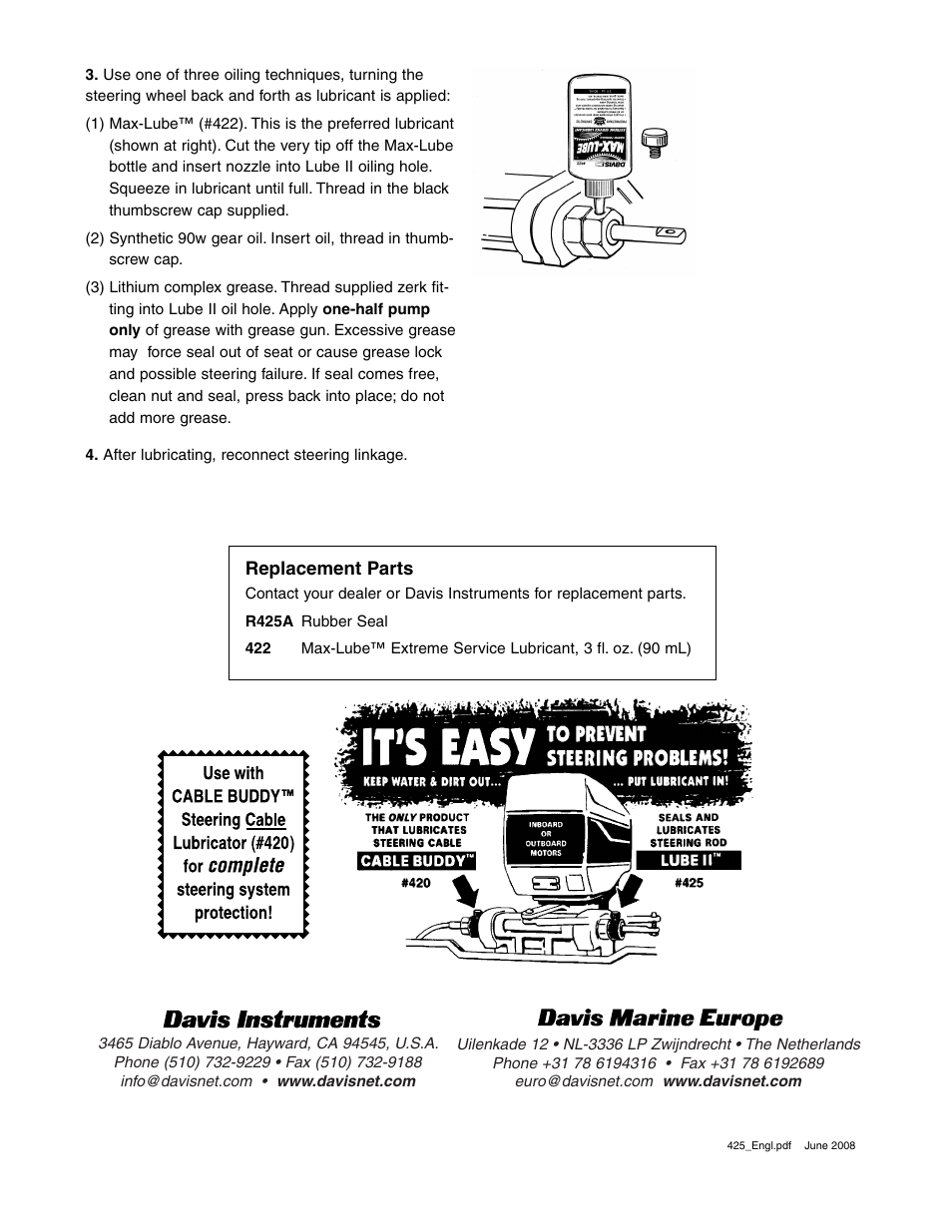 DAVIS LUBE II User Manual | Page 2 / 2