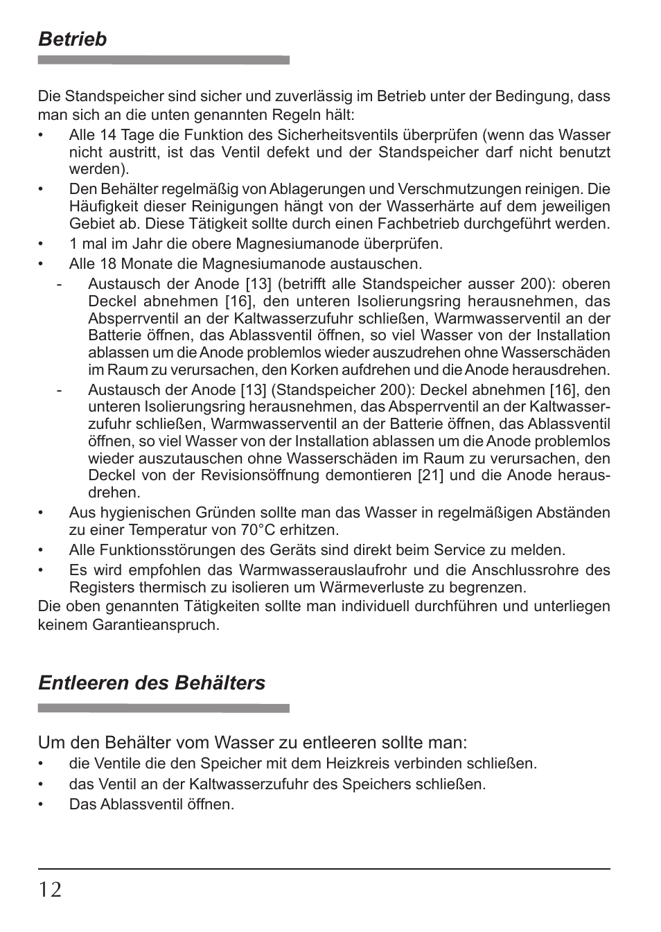 Betrieb, Entleeren des behälters | KOSPEL SW Termo Max User Manual | Page 12 / 32