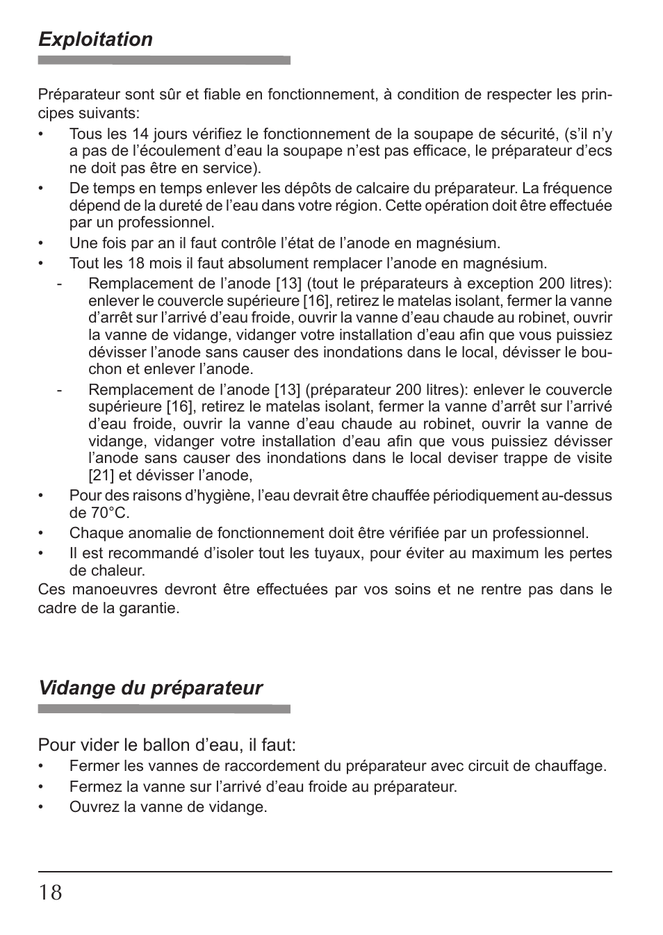 Exploitation, Vidange du préparateur | KOSPEL SW Termo Max User Manual | Page 18 / 32