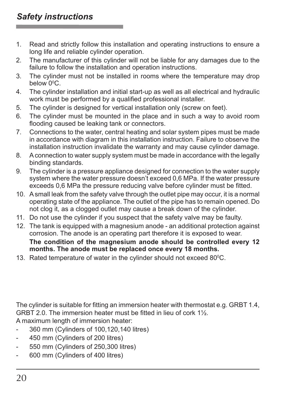 Safety instructions | KOSPEL SW Termo Max User Manual | Page 20 / 32