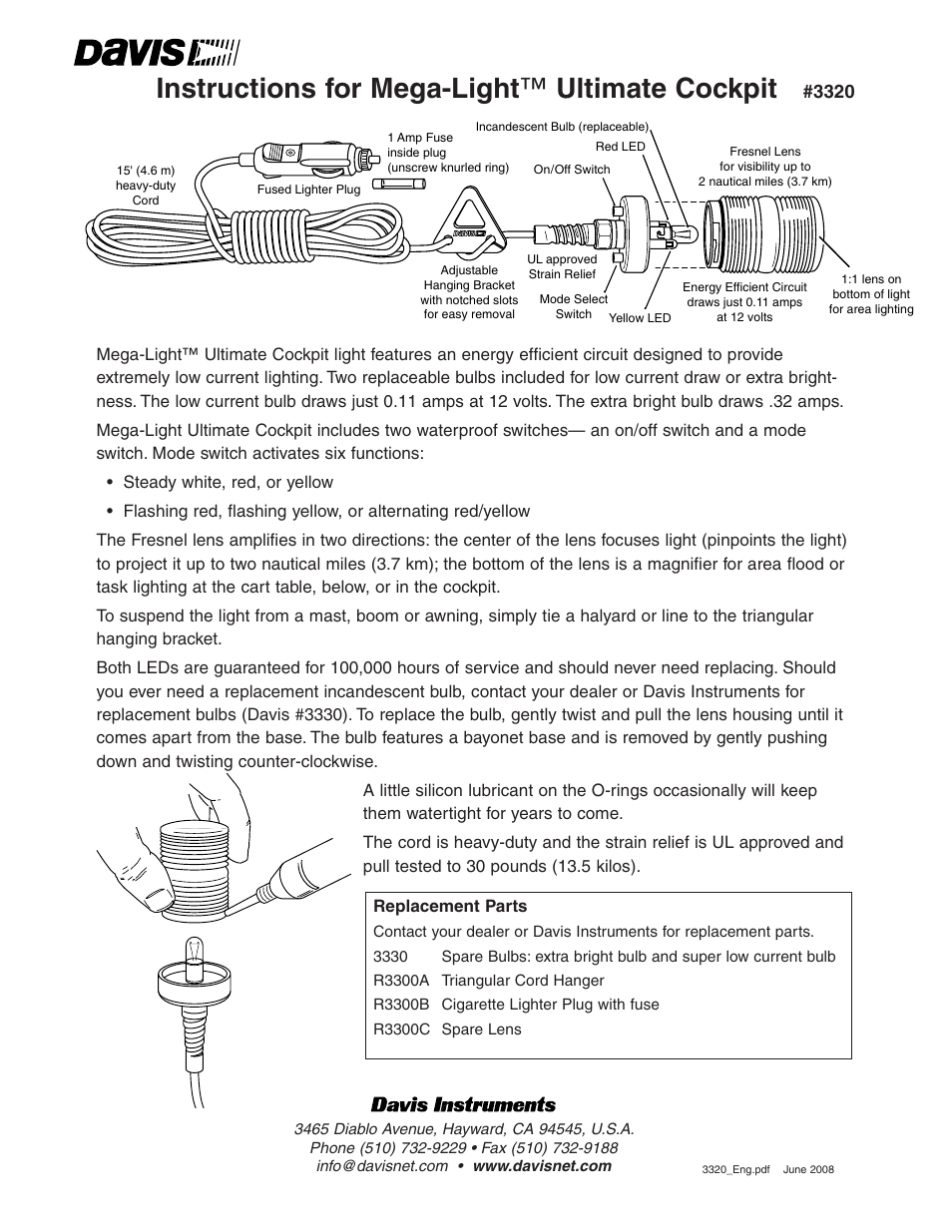 DAVIS Mega-Light Ultimate Cockpit User Manual | 1 page