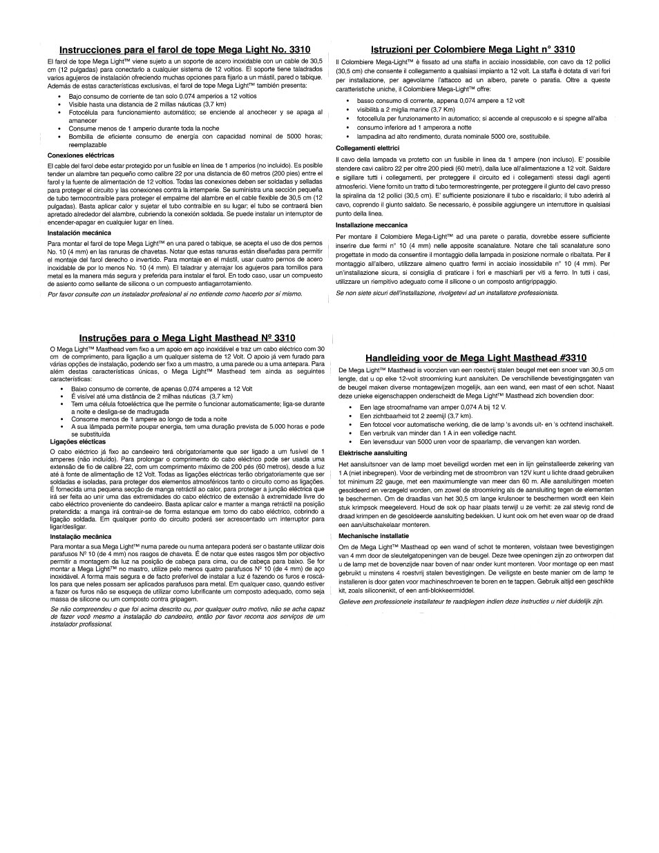 DAVIS Mega-Light Masthead User Manual | Page 2 / 4