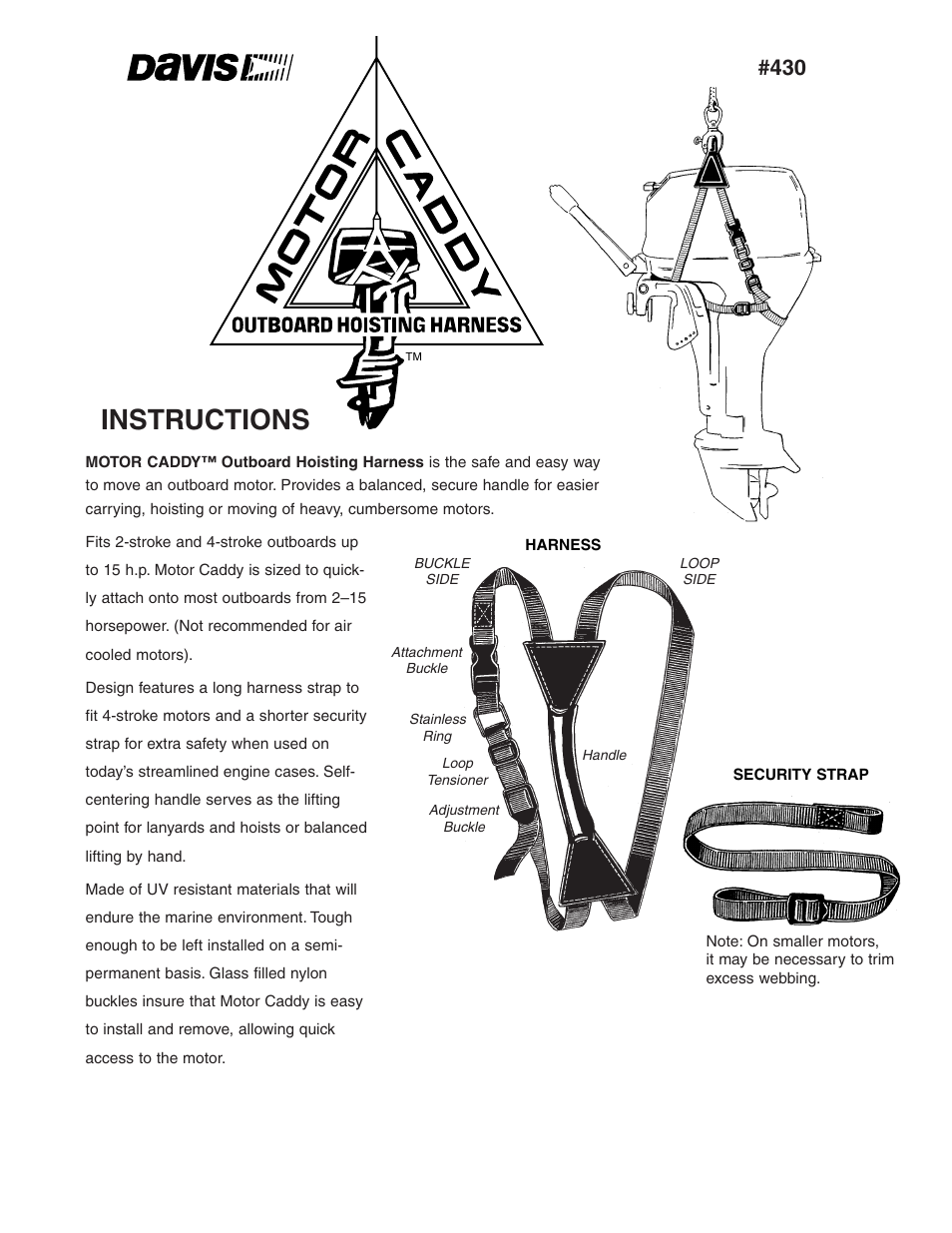 DAVIS MOTOR CADDY User Manual | 2 pages