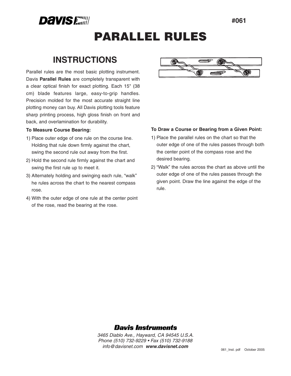 DAVIS Parallel Rules User Manual | 1 page