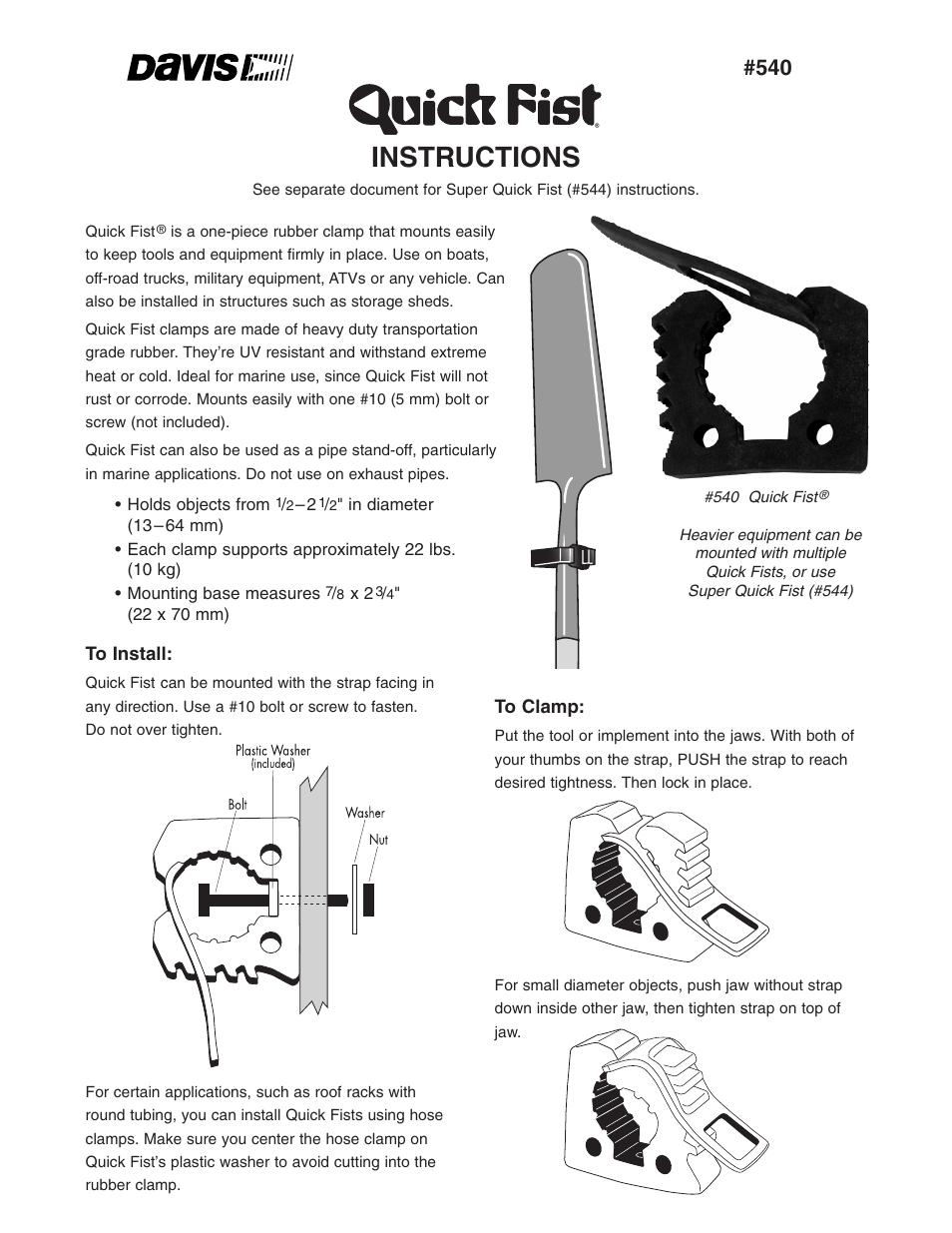 DAVIS Quick Fist (Regular) User Manual | 2 pages