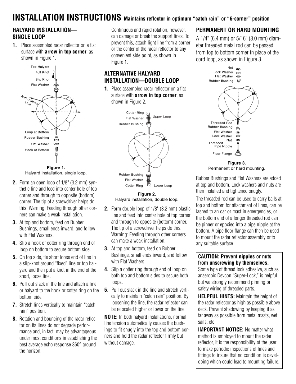 Installation instructions | DAVIS Emergency Radar Reflector User Manual | Page 2 / 3