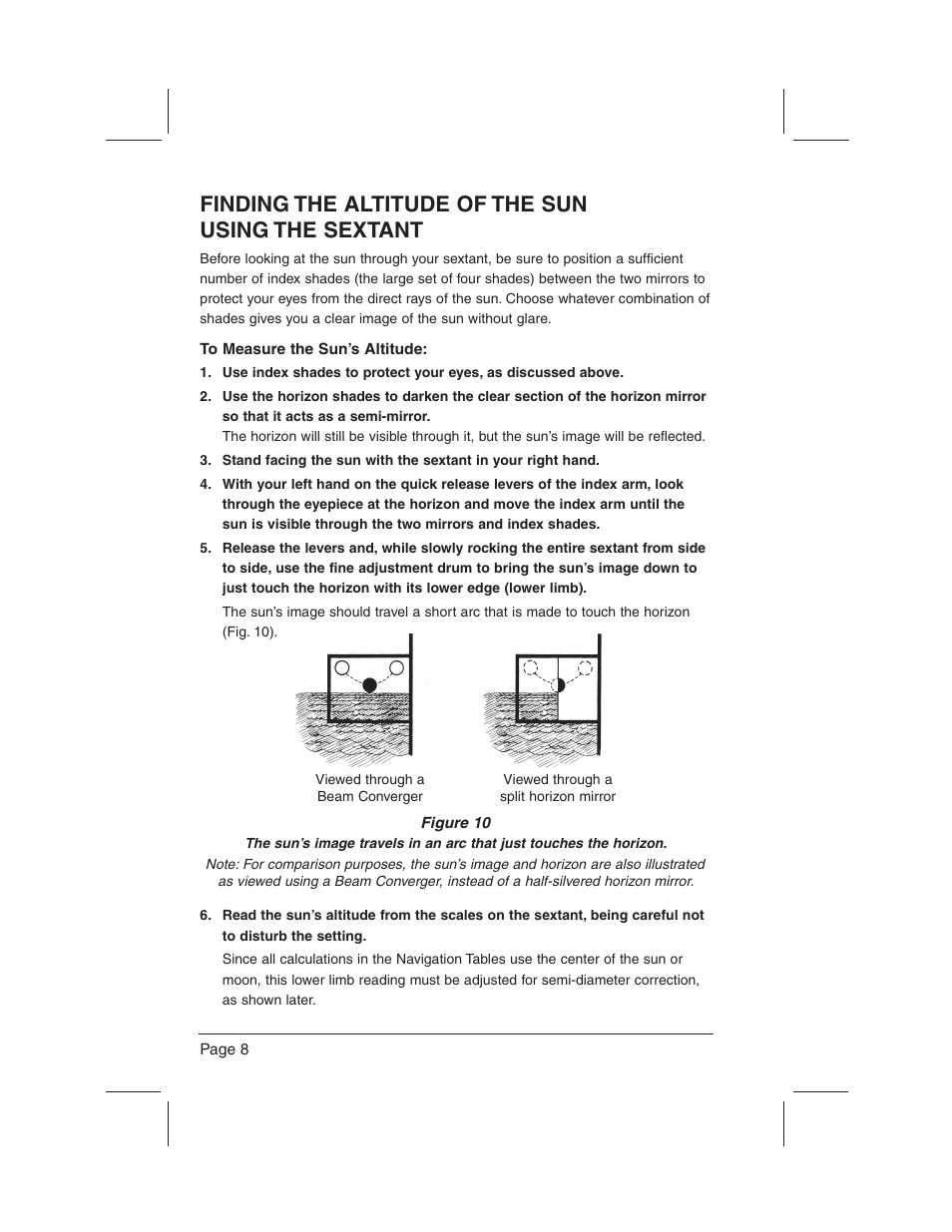 Finding the altitude of the sun using the sextant | DAVIS Mark 15, 25 Sextant User Manual | Page 10 / 24