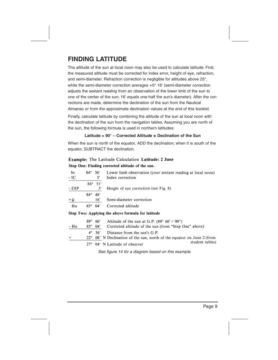 Finding latitude | DAVIS Mark 3 Sextant User Manual | Page 11 / 20