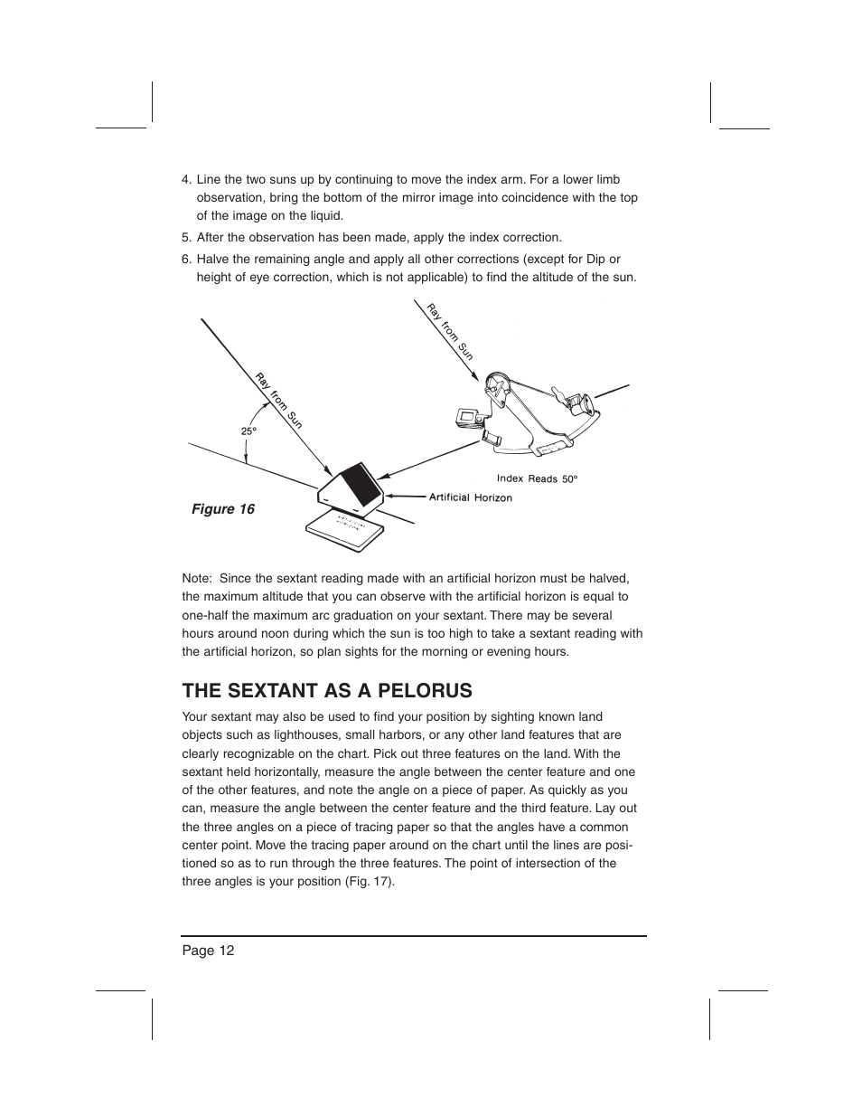 The sextant as a pelorus | DAVIS Mark 3 Sextant User Manual | Page 14 / 20