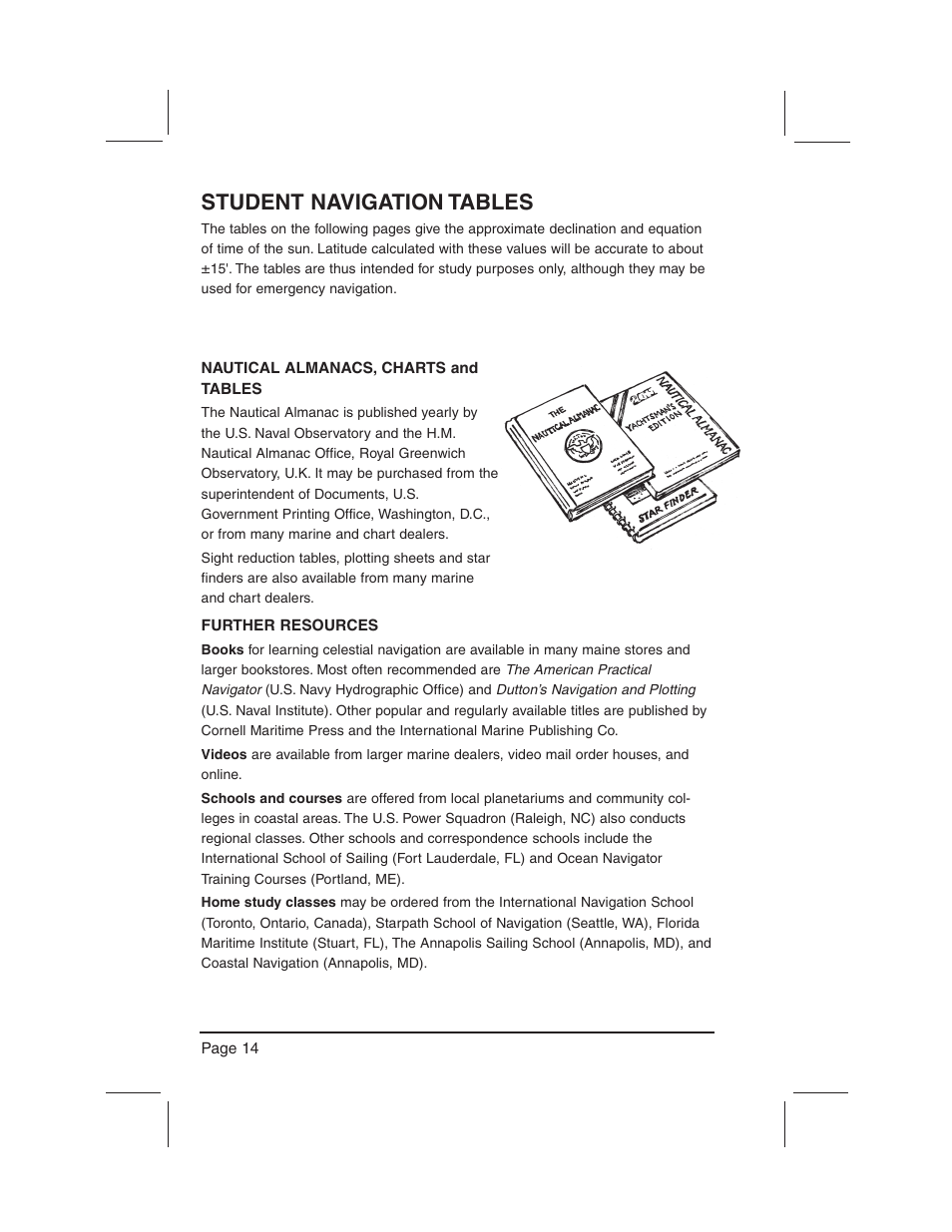 Student navigation tables | DAVIS Mark 3 Sextant User Manual | Page 16 / 20