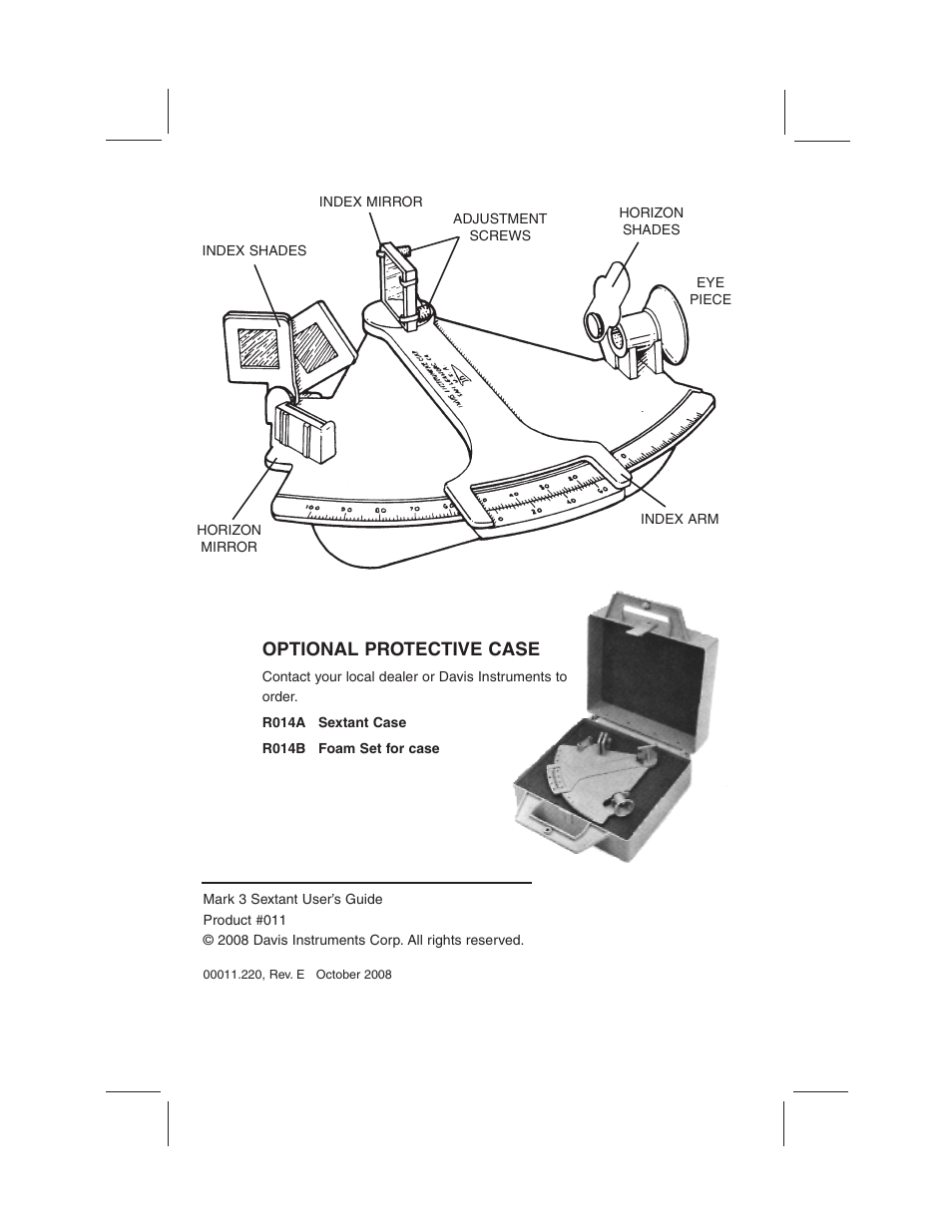 Optional protective case | DAVIS Mark 3 Sextant User Manual | Page 2 / 20