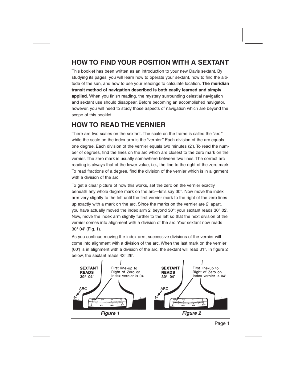 How to find your position with a sextant, How to read the vernier | DAVIS Mark 3 Sextant User Manual | Page 3 / 20