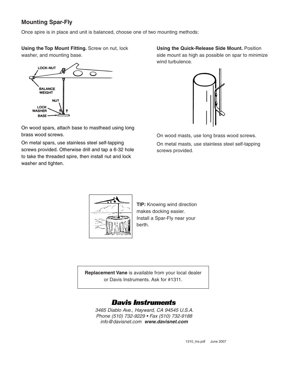 DAVIS Spar-Fly User Manual | Page 2 / 2