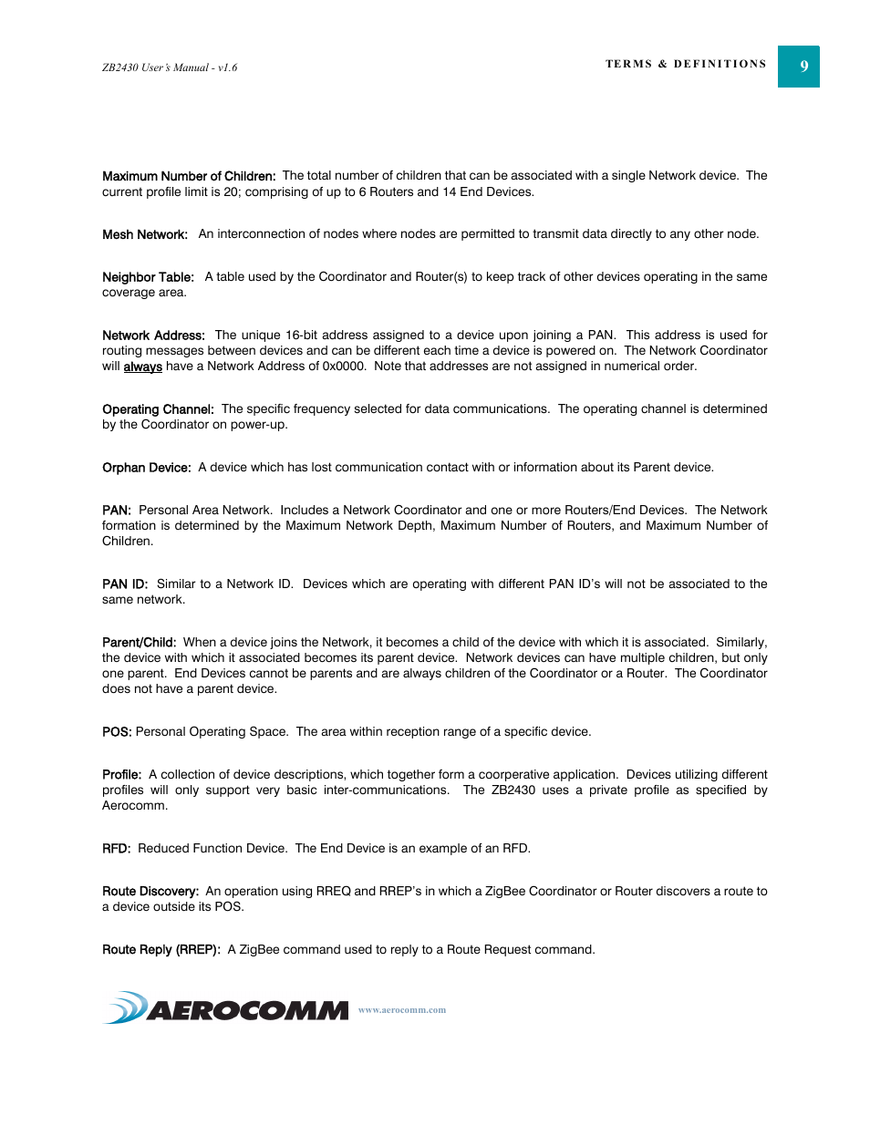 AeroComm TRANSCEIVER ZB2430 User Manual | Page 14 / 62