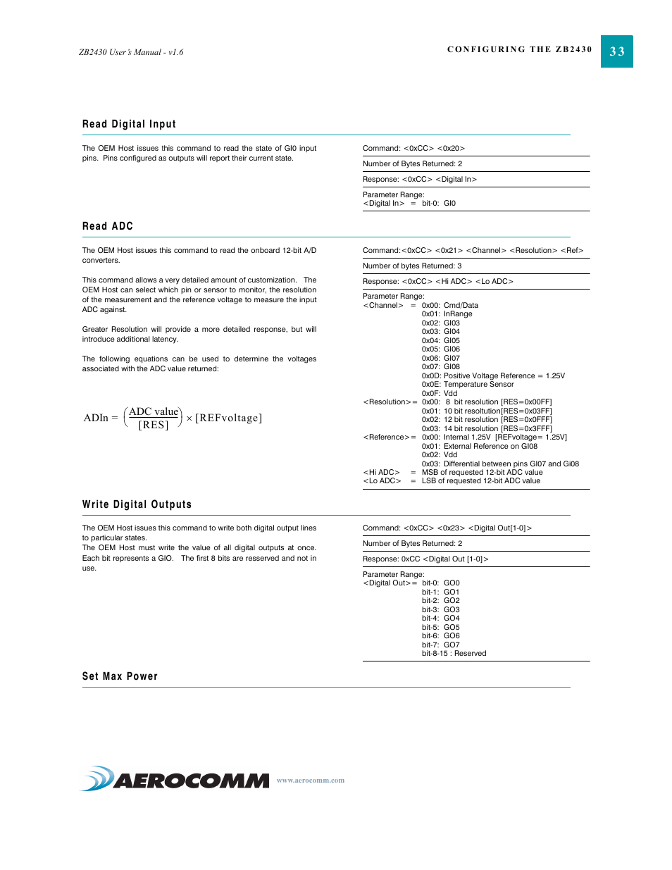 AeroComm TRANSCEIVER ZB2430 User Manual | Page 38 / 62