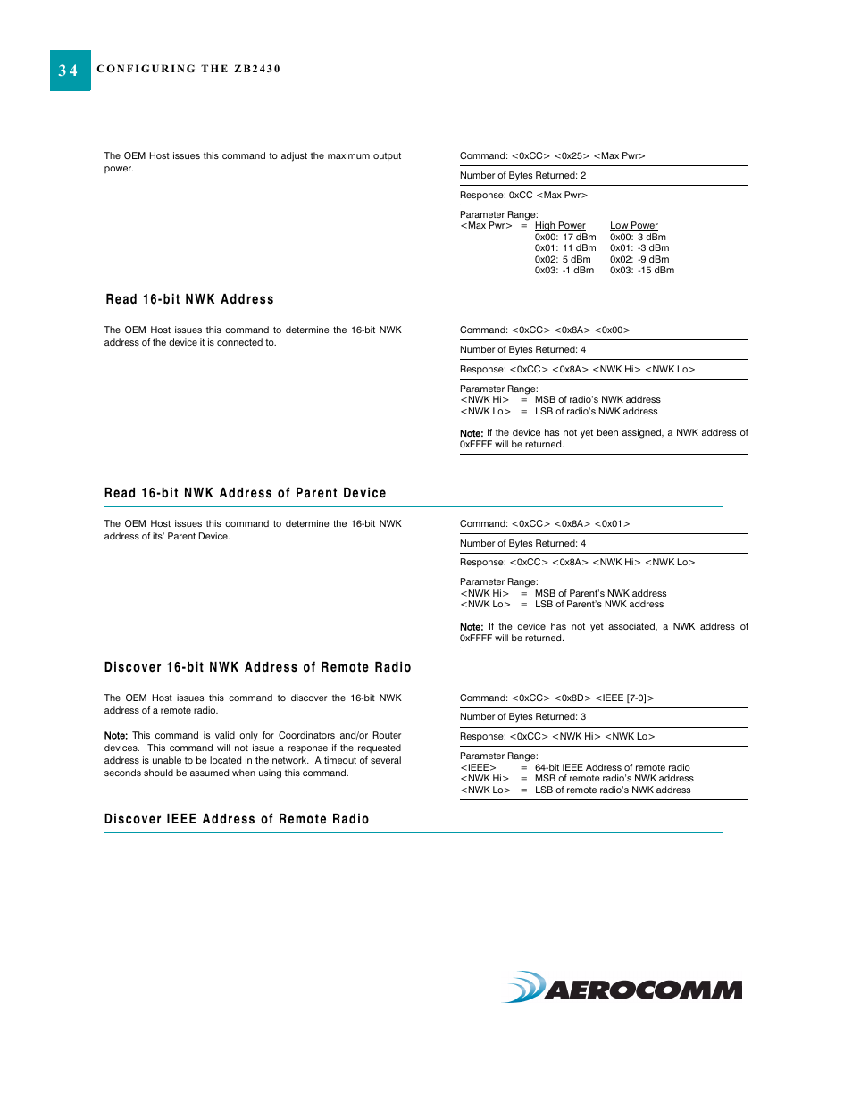 AeroComm TRANSCEIVER ZB2430 User Manual | Page 39 / 62