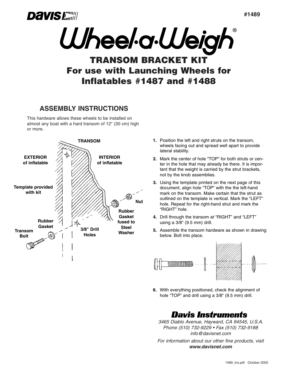 DAVIS Wheel A Weigh User Manual | 2 pages