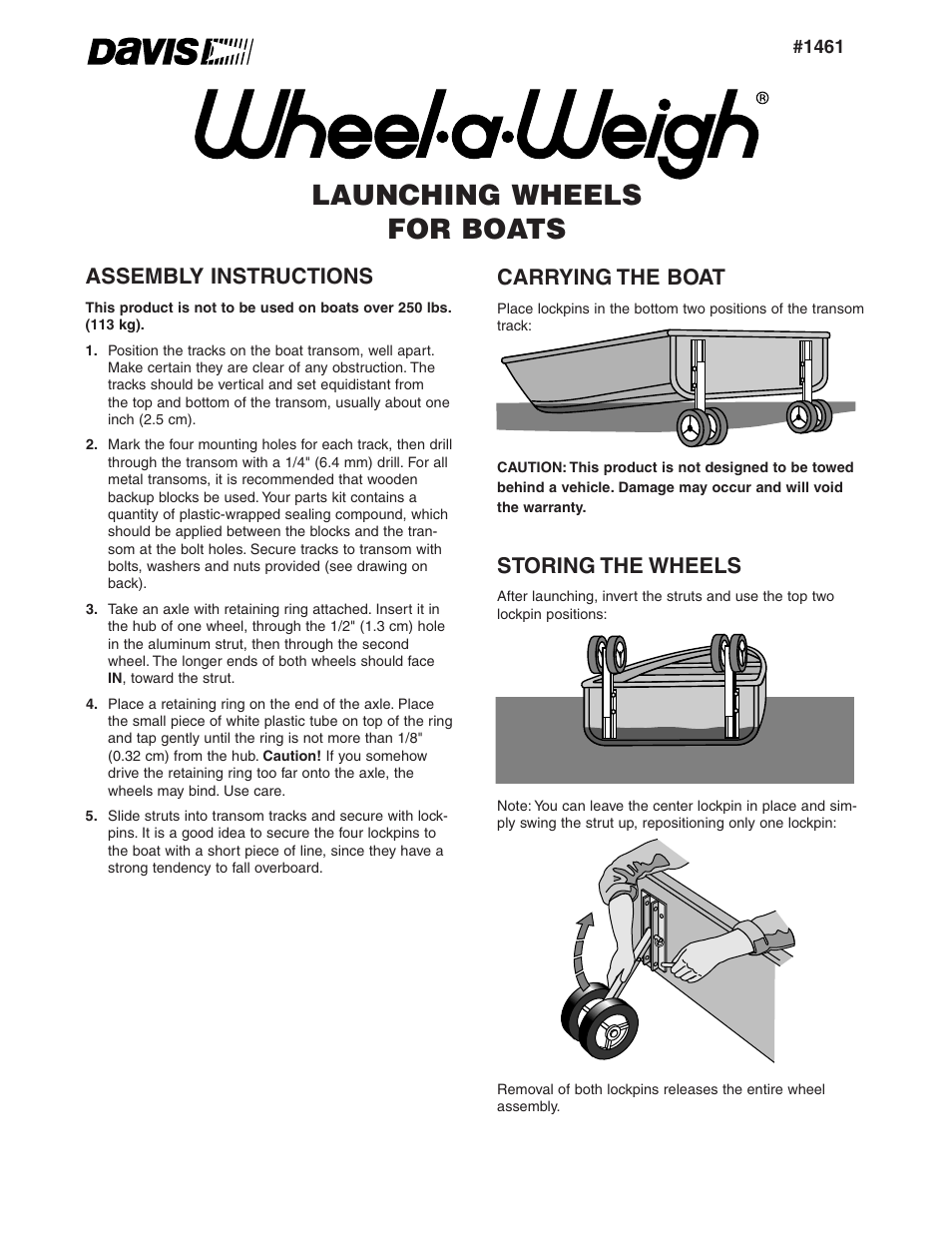 DAVIS Wheel-a-Weigh: Launching Wheels for Boats User Manual | 2 pages