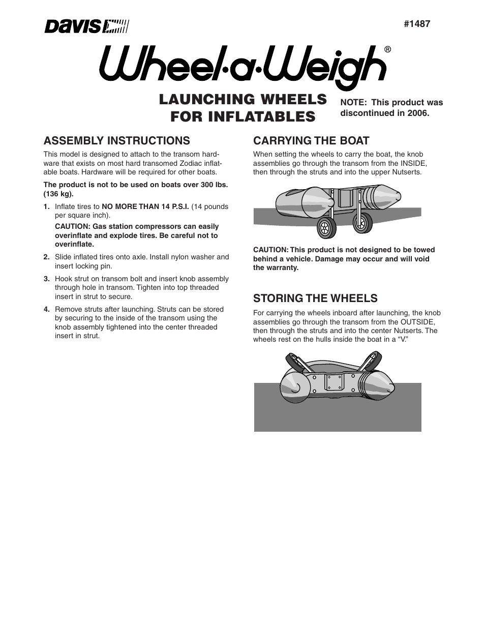 DAVIS Wheel-a-Weigh: Launching Wheels for Inflatables User Manual | 2 pages