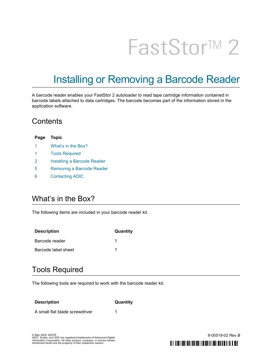 ADIC 2 User Manual | 6 pages
