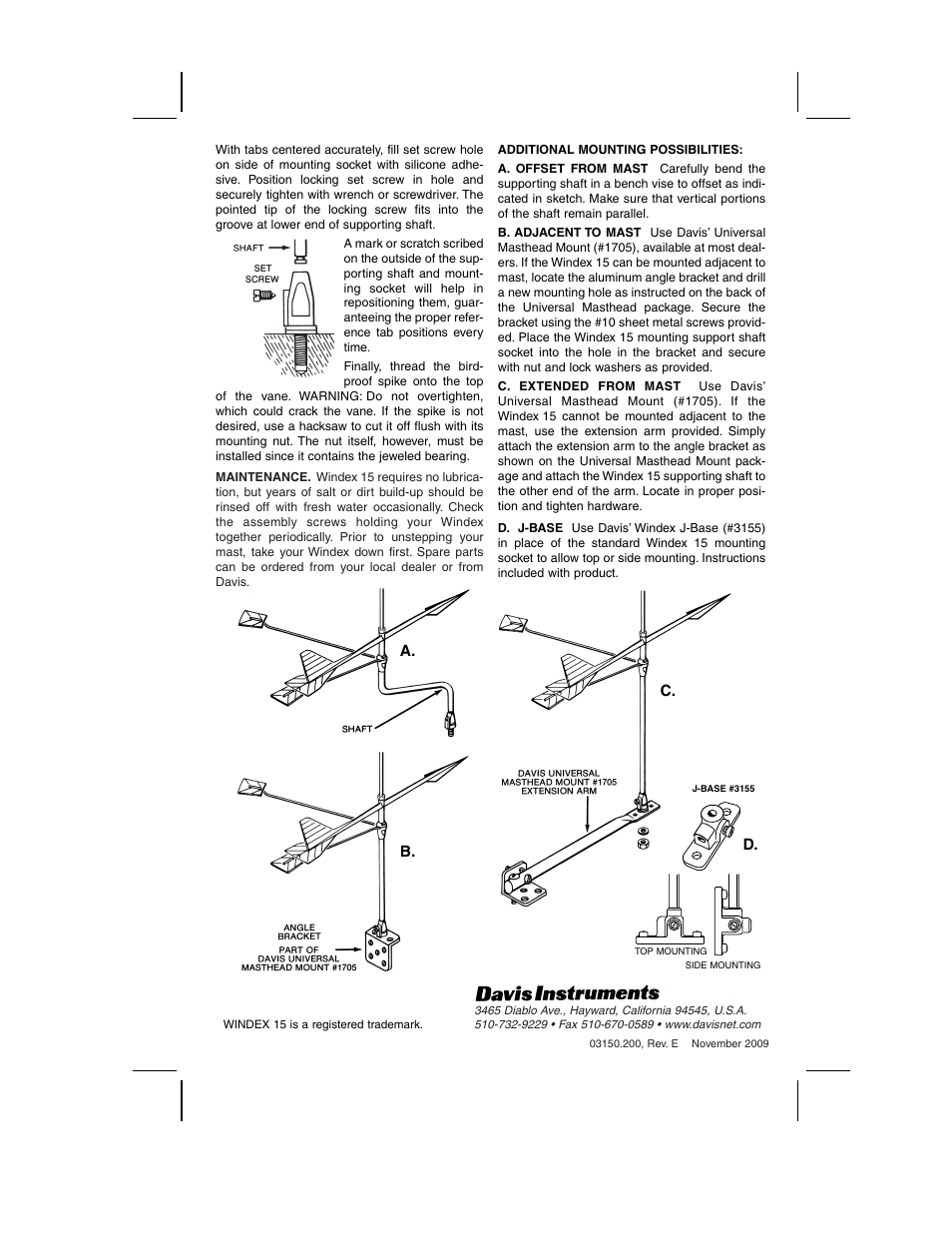 DAVIS Windex 15 Assembly & Mounting Instructions User Manual | Page 2 / 2