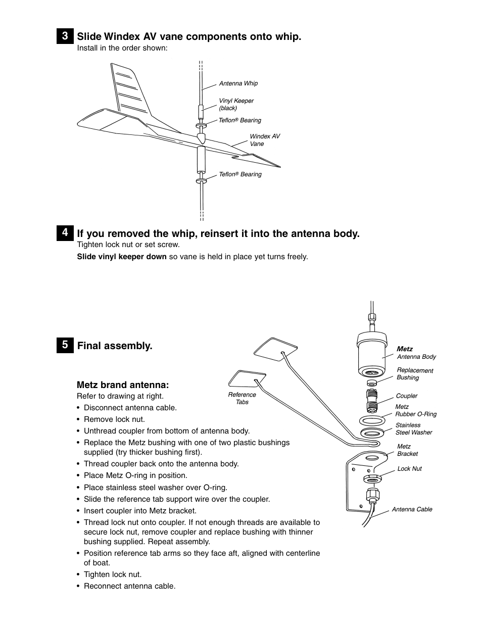 Slide windex av vane components onto whip, Final assembly | DAVIS Windex AV Installation Instructions User Manual | Page 3 / 5