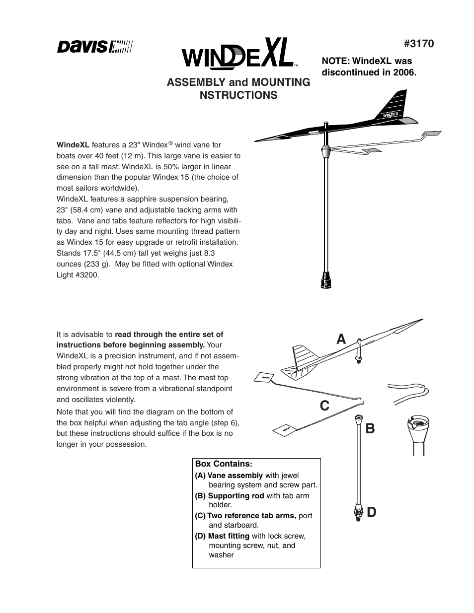 DAVIS Winde XL Instructions User Manual | 3 pages