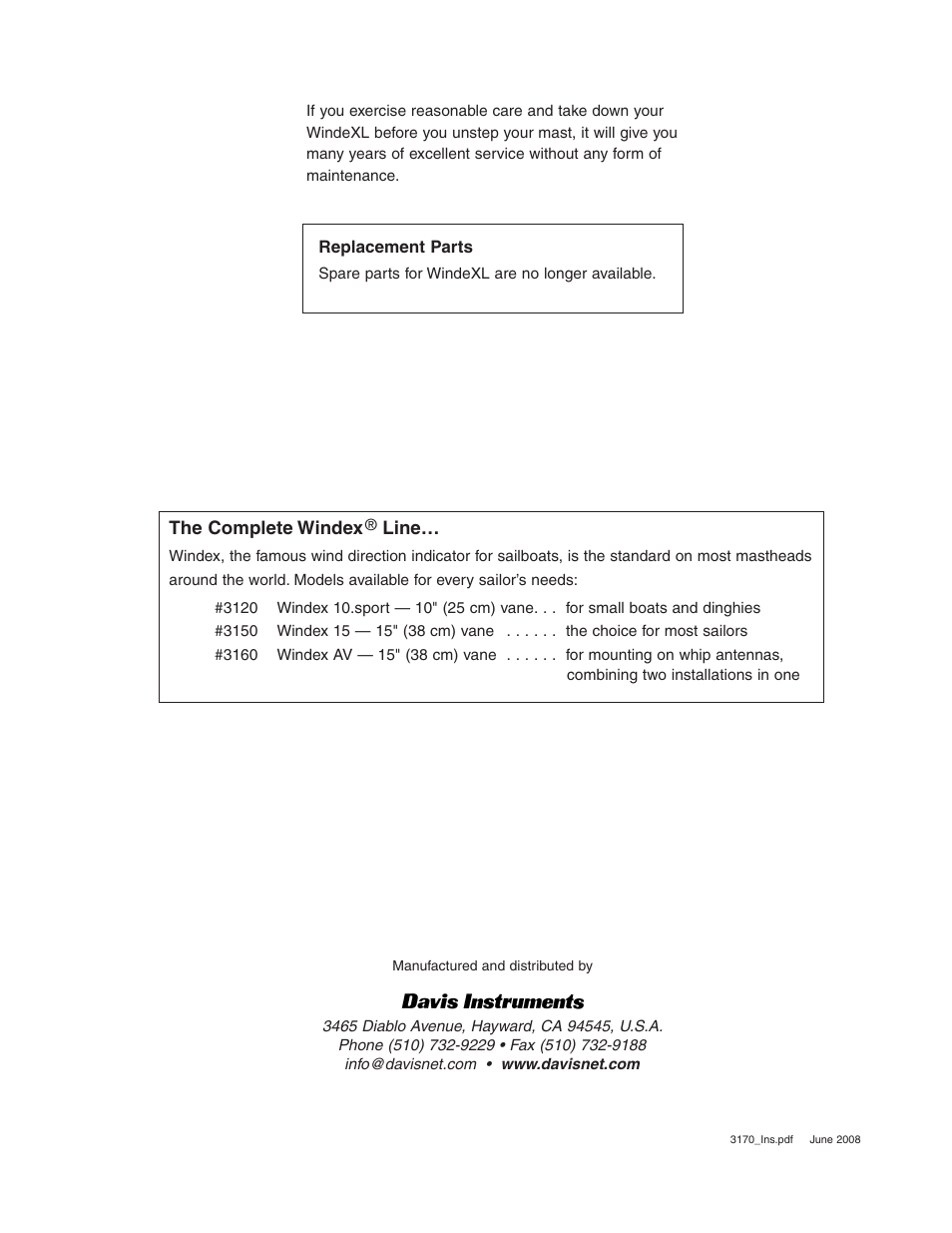 DAVIS Winde XL Instructions User Manual | Page 3 / 3