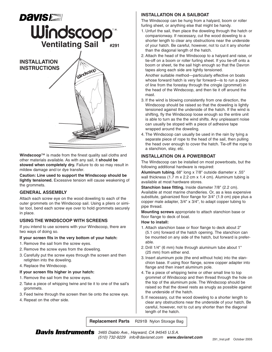 DAVIS Windscoop User Manual | 1 page