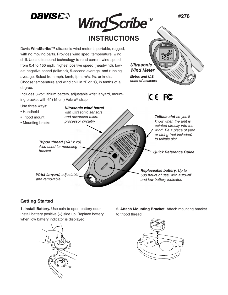 DAVIS WindScribe User Manual | 3 pages