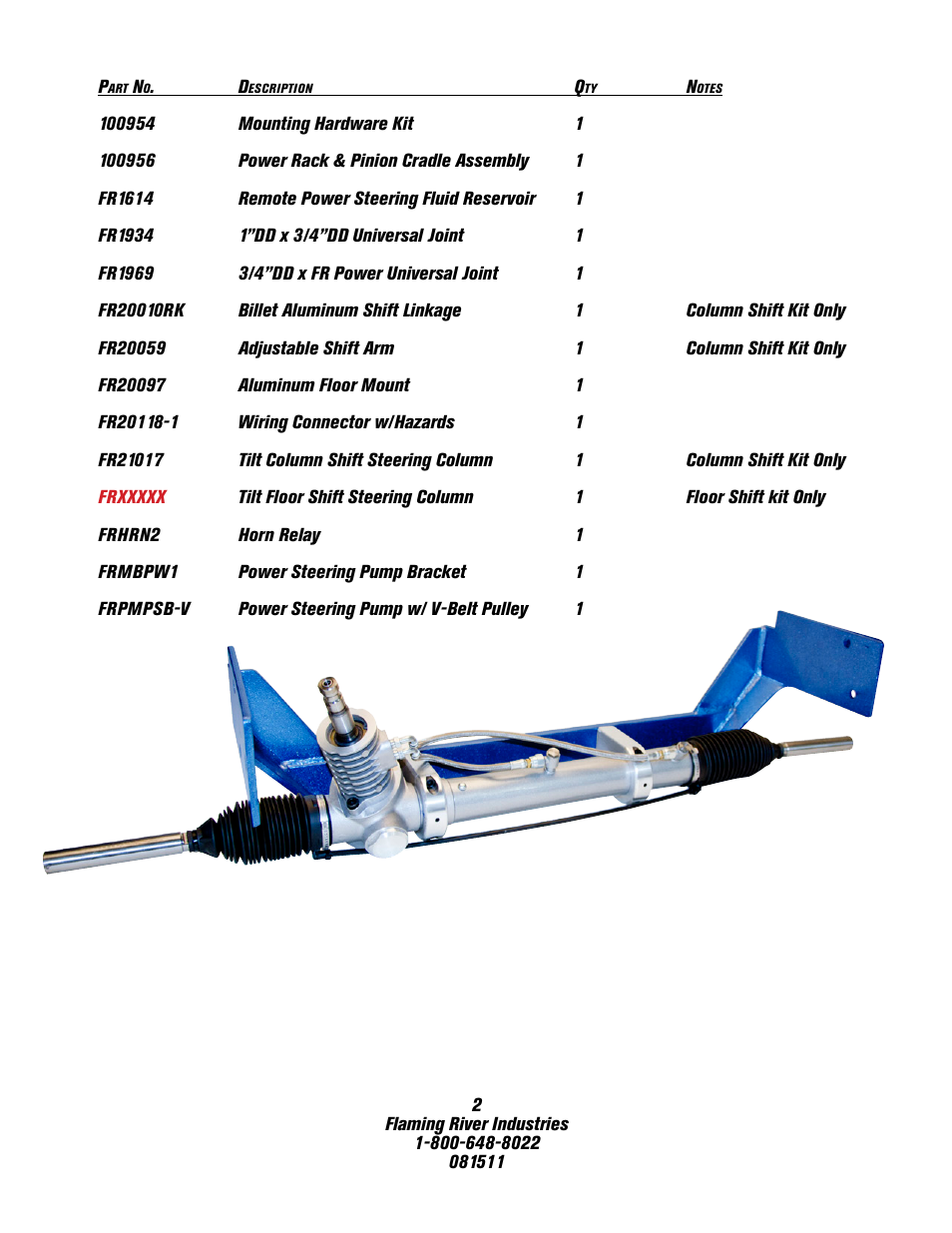 Flaming River Comet/Falcon Rack and Pinion Cradle 1960-65 User Manual | Page 3 / 12