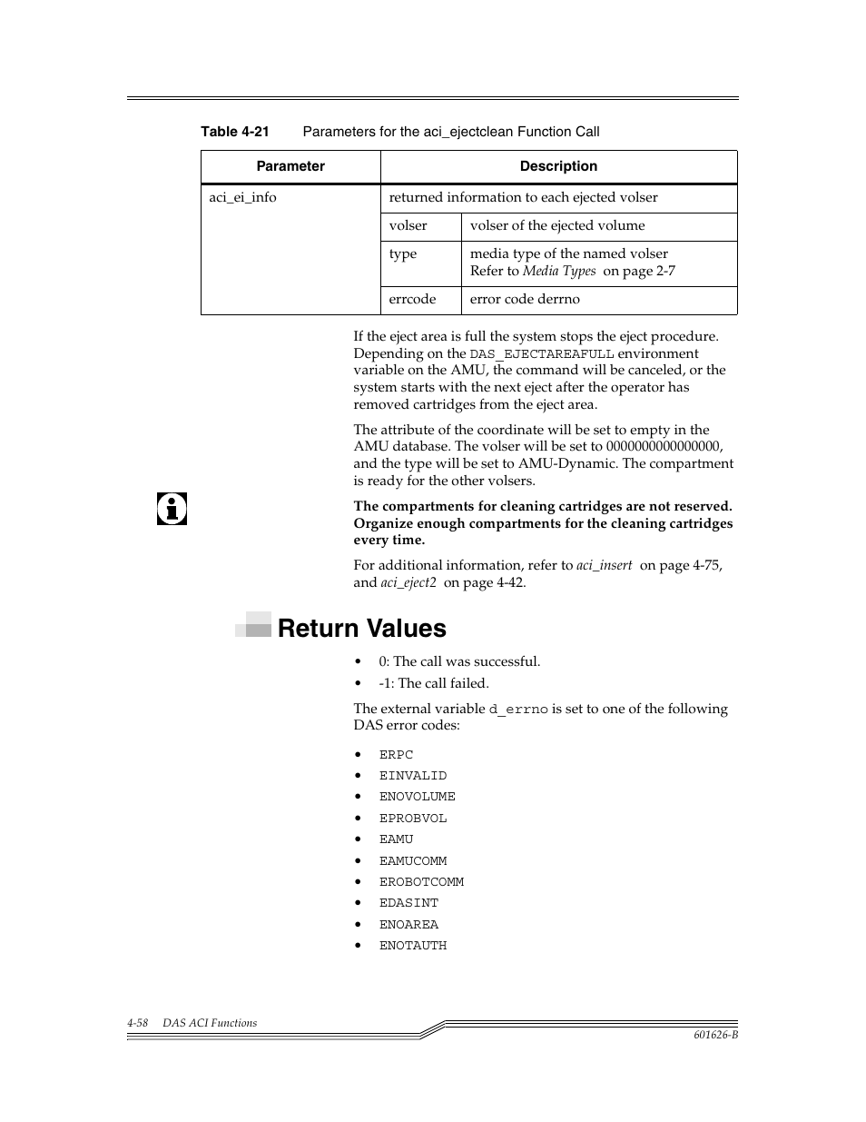 Return values, Return values -58 | ADIC Server User Manual | Page 100 / 218