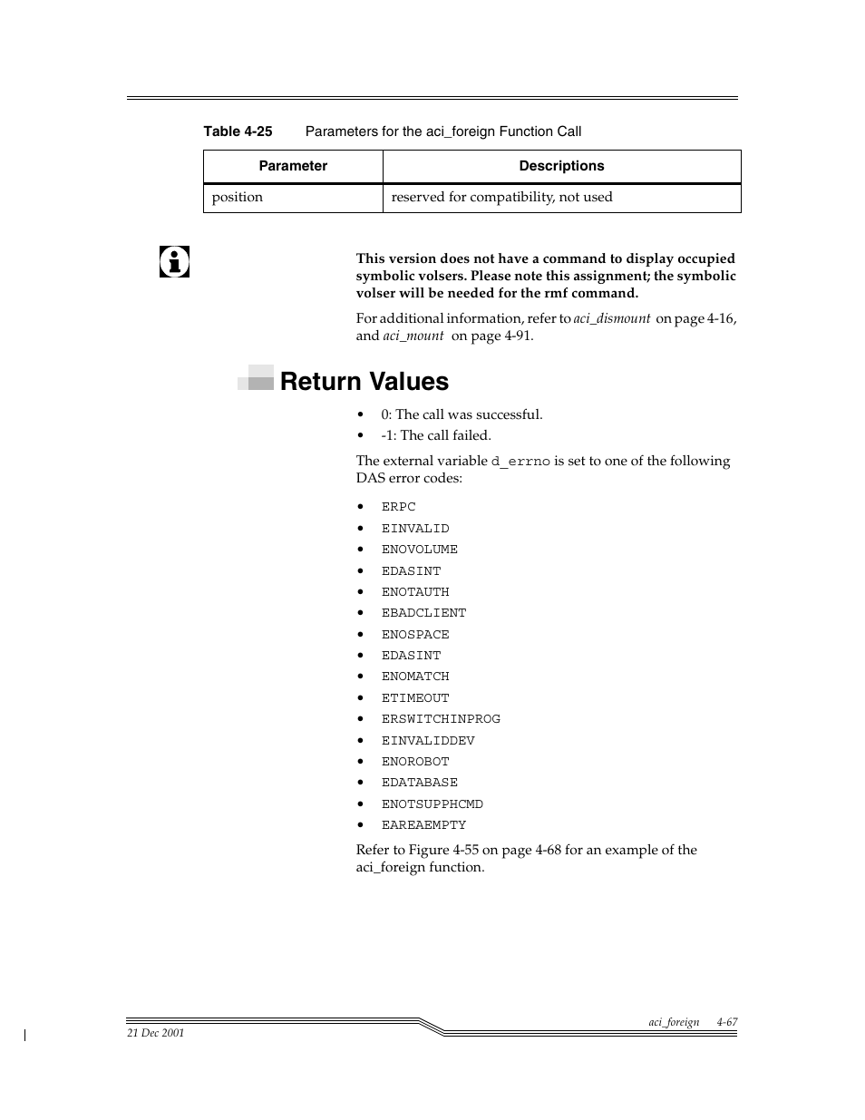 Return values, Return values -67 | ADIC Server User Manual | Page 109 / 218