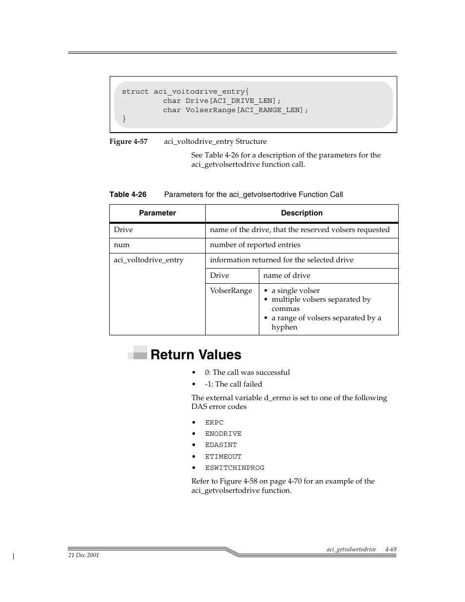 Return values, Return values -69, Figure 4-57 | Table 4-26, Para | ADIC Server User Manual | Page 111 / 218