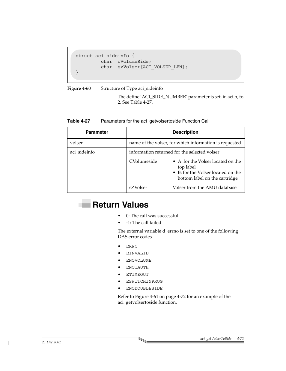 Return values, Return values -71, Figure 4-60 | Table 4-27, Para | ADIC Server User Manual | Page 113 / 218