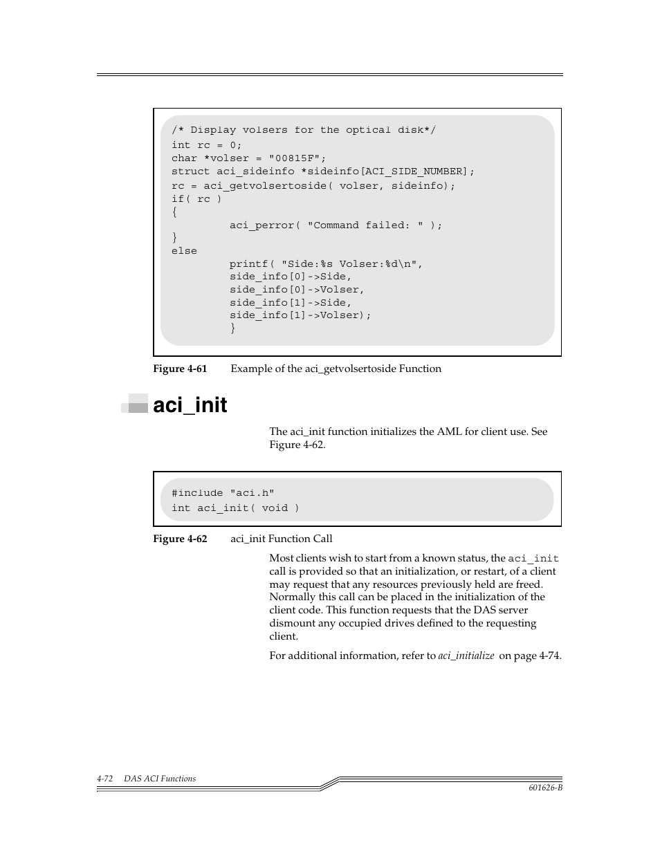 Aci_init, Aci_init -72, Figure 4-61 | Figure 4-62 | ADIC Server User Manual | Page 114 / 218