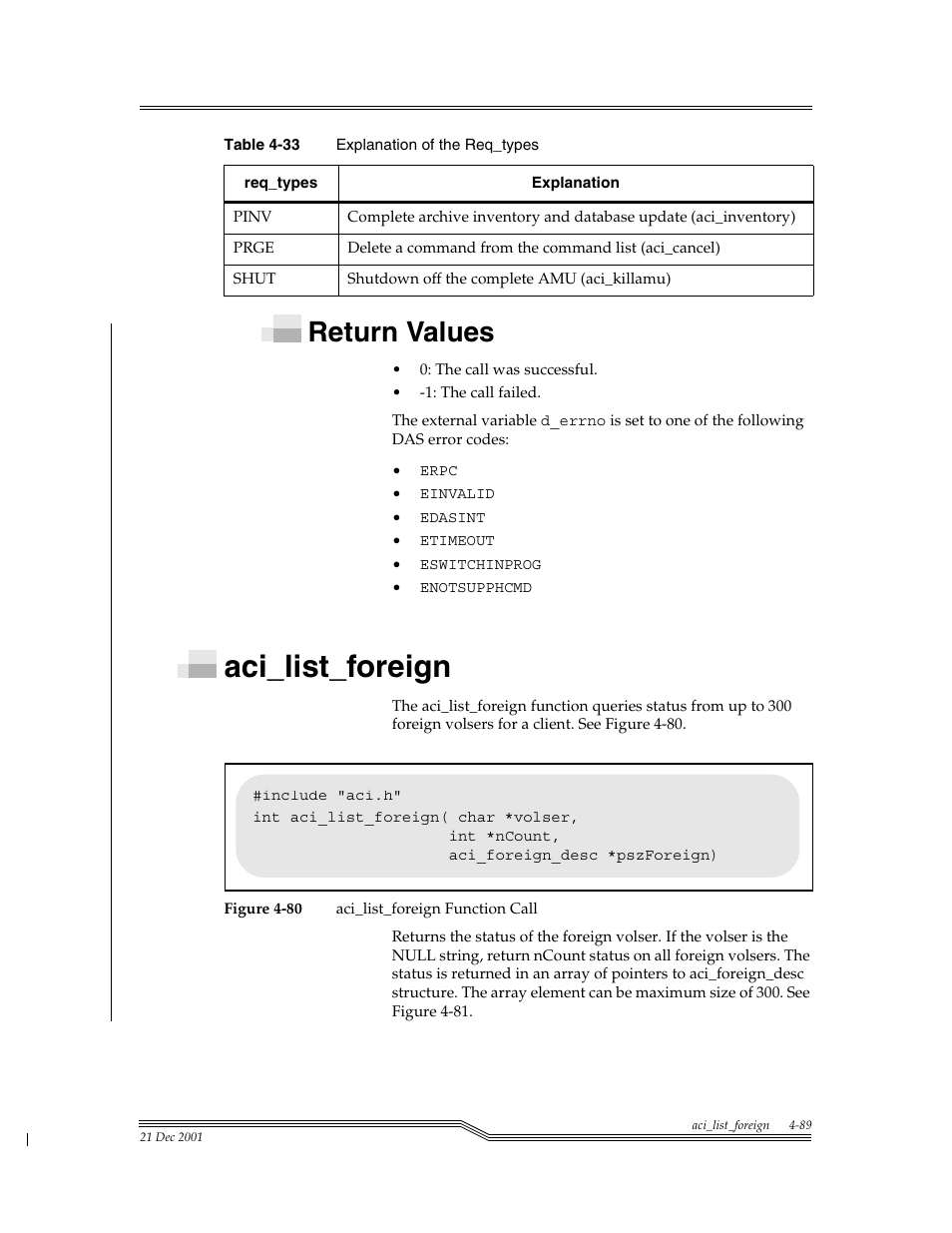 Return values, Aci_list_foreign, Return values -89 | Aci_list_foreign -89, Figure 4-80 | ADIC Server User Manual | Page 131 / 218