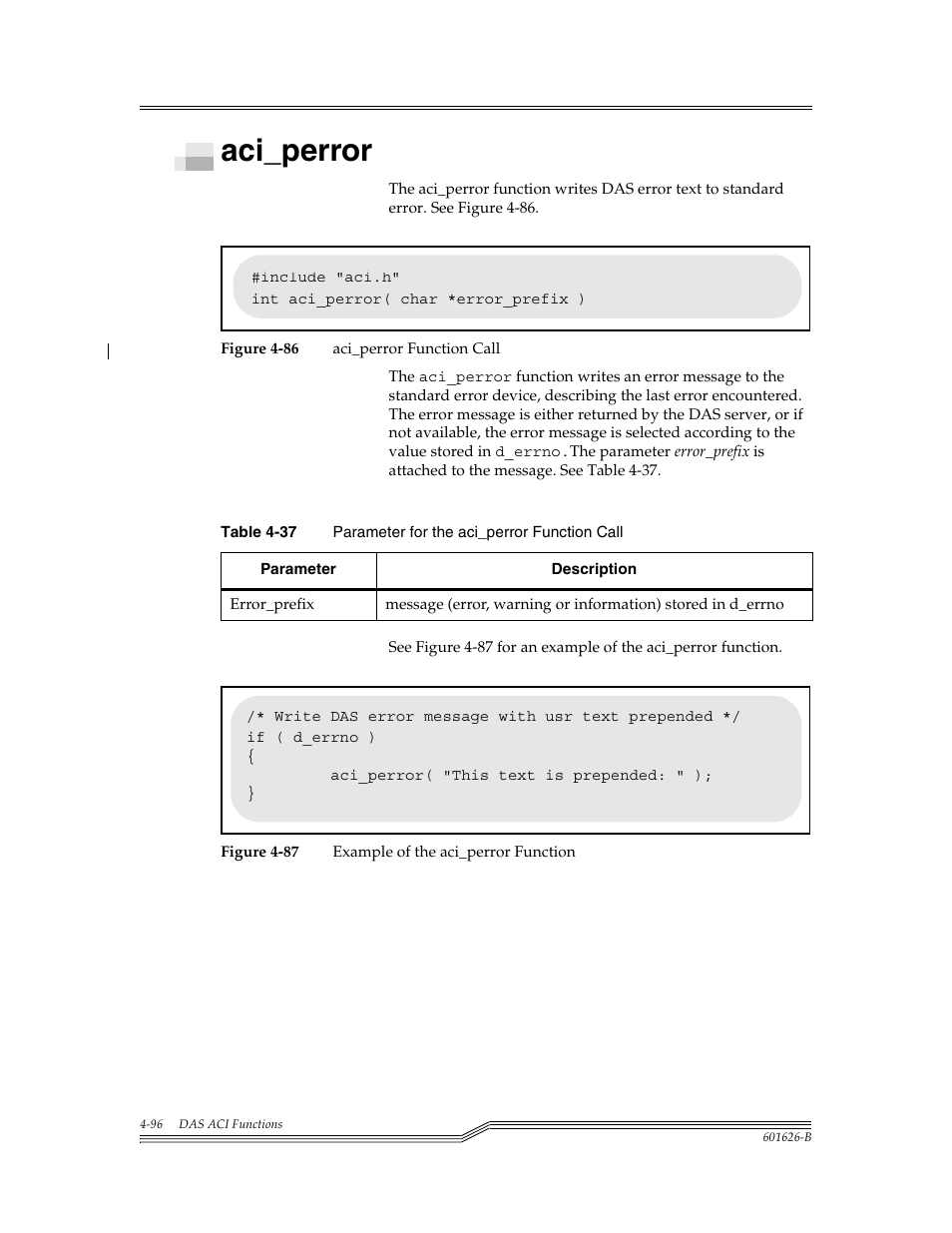 Aci_perror, Aci_perror -96, Figure 4-86 | Figure 4-87, Table 4-37, Para | ADIC Server User Manual | Page 138 / 218