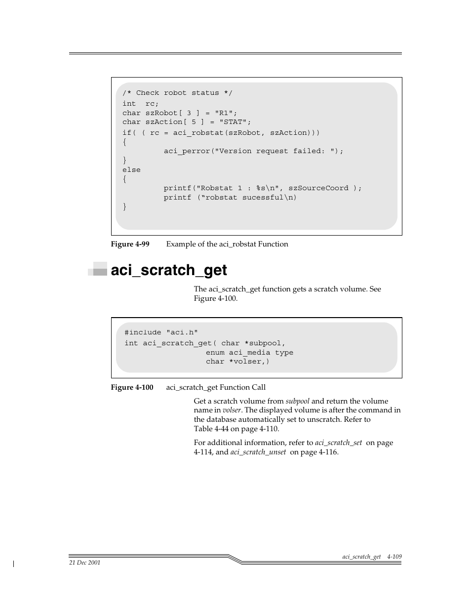 Aci_scratch_get, Aci_scratch_get -109, Figure 4-99 | Figure 4-100 | ADIC Server User Manual | Page 151 / 218