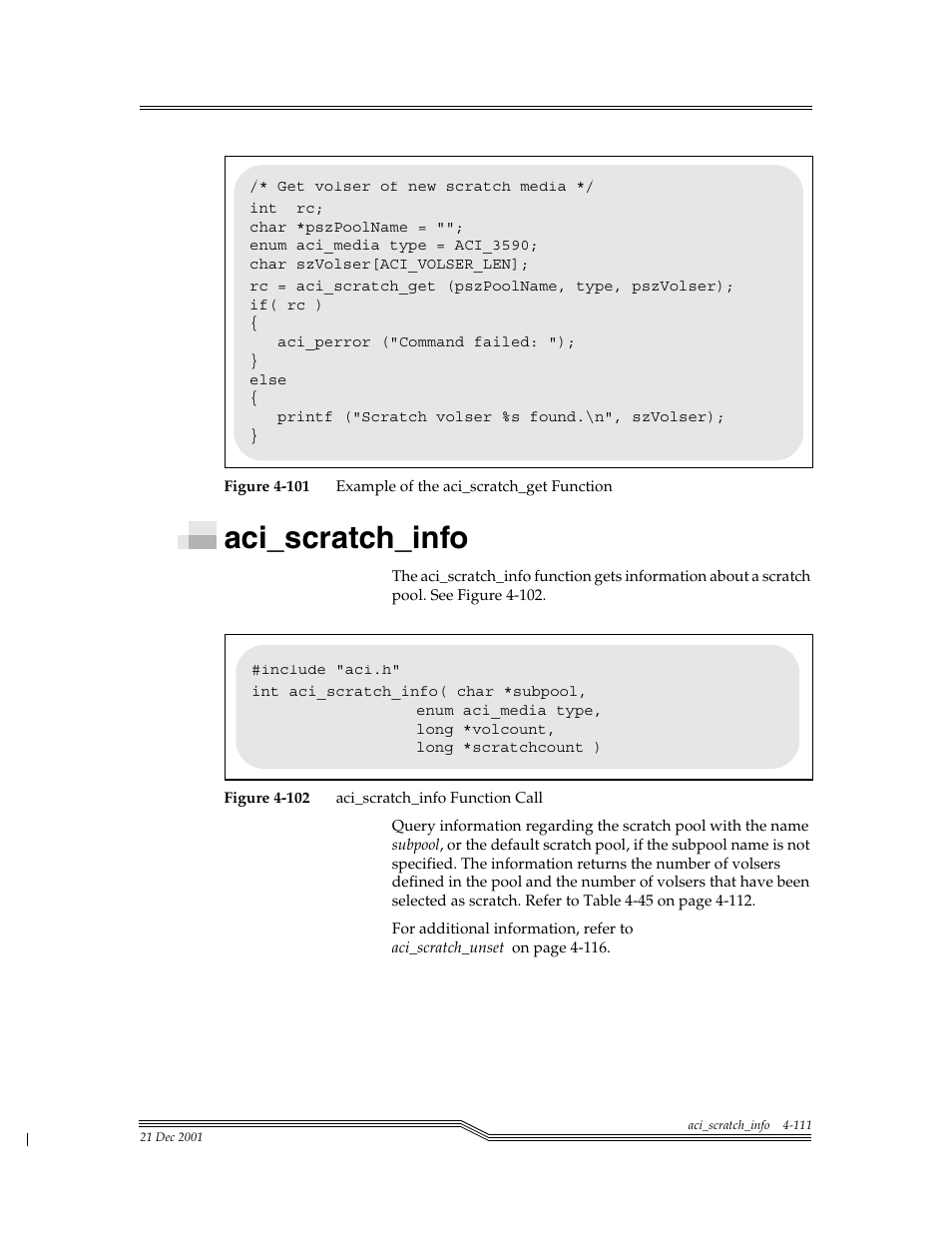 Aci_scratch_info, Aci_scratch_info -111, Figure 4-101 | Figure 4-102 | ADIC Server User Manual | Page 153 / 218