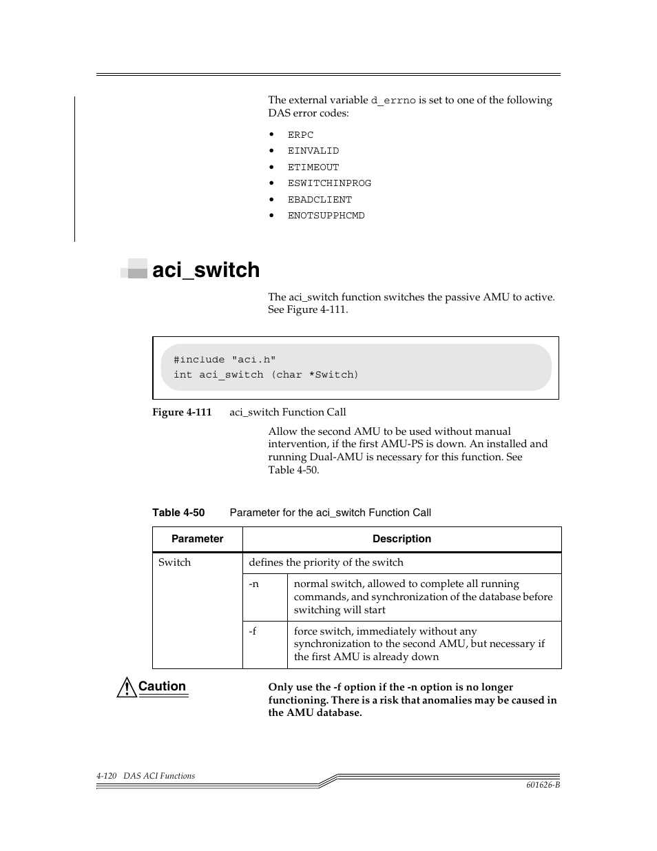 Aci_switch, Aci_switch -120, Figure 4-111 | Table 4-50, Para | ADIC Server User Manual | Page 162 / 218