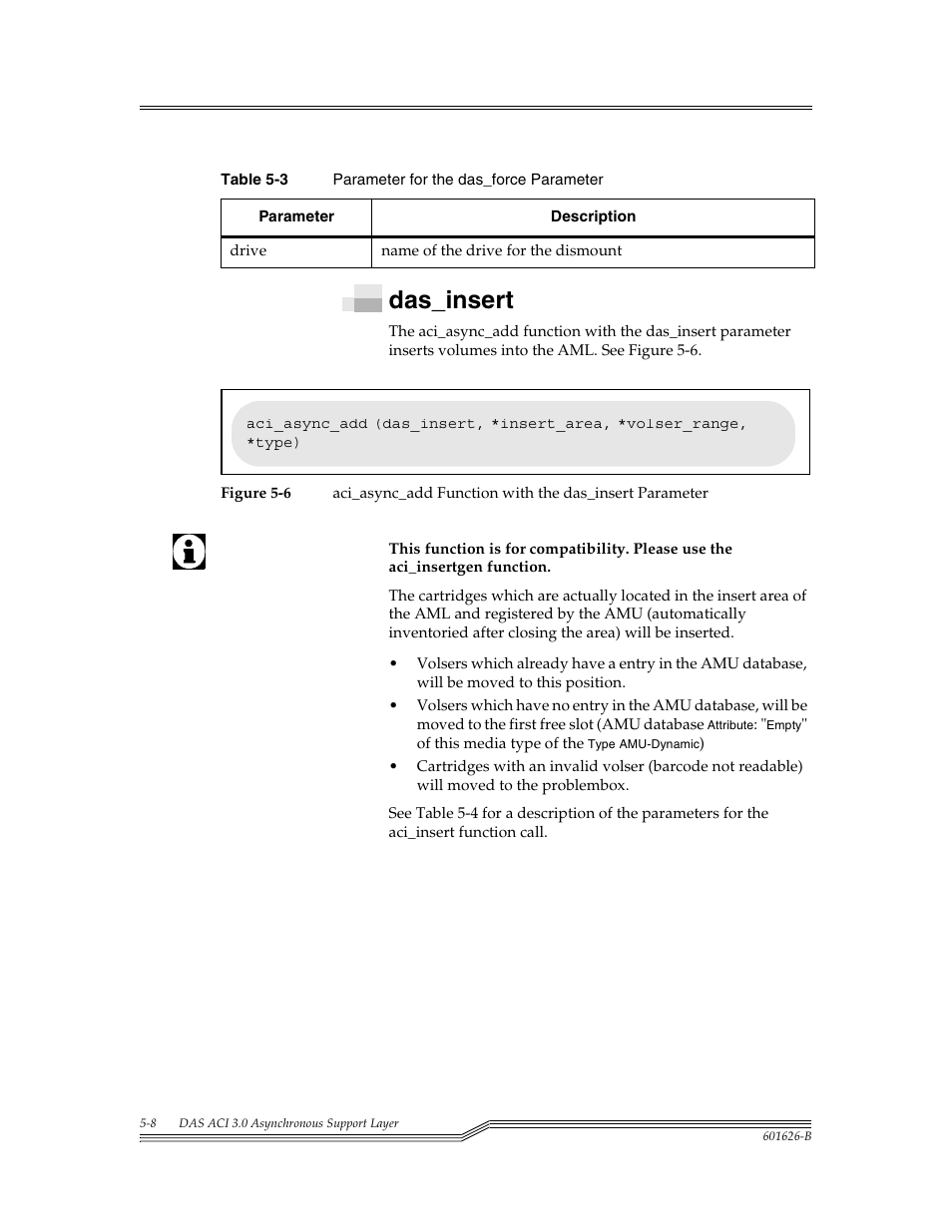 Das_insert, Das_insert -8, Figure 5-6 | Table 5-3, Para | ADIC Server User Manual | Page 180 / 218