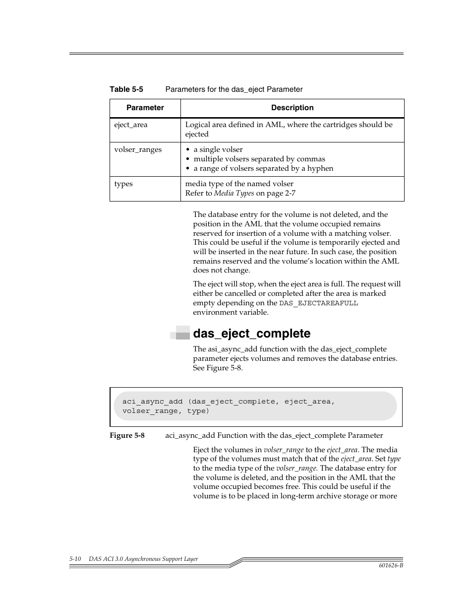 Das_eject_complete, Das_eject_complete -10, Figure 5-8 | Table 5-5, Para | ADIC Server User Manual | Page 182 / 218