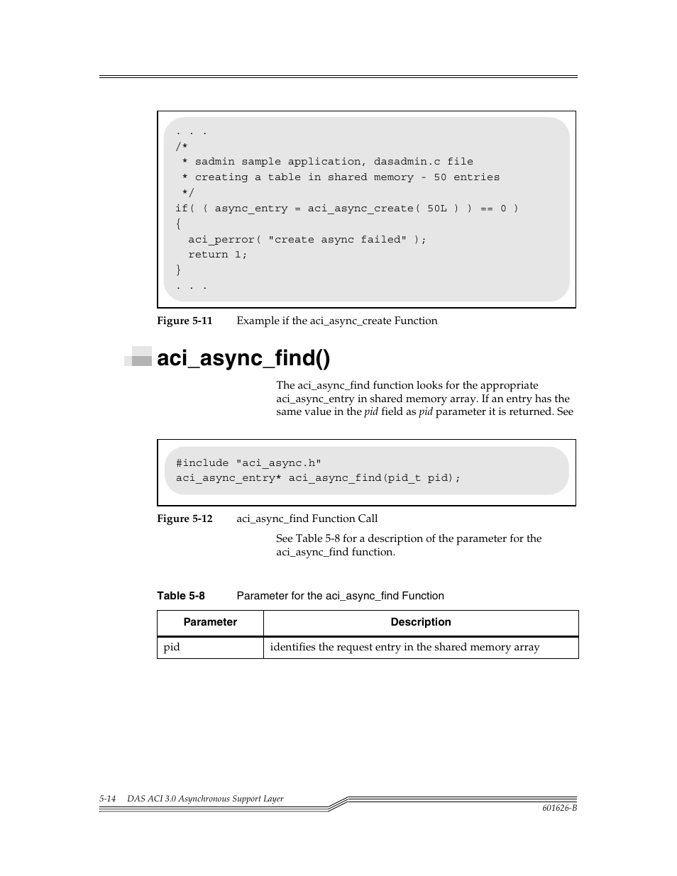 Aci_async_find(), Aci_async_find() -14, Figure 5-11 | Figure 5-12, Table 5-8, Para | ADIC Server User Manual | Page 186 / 218