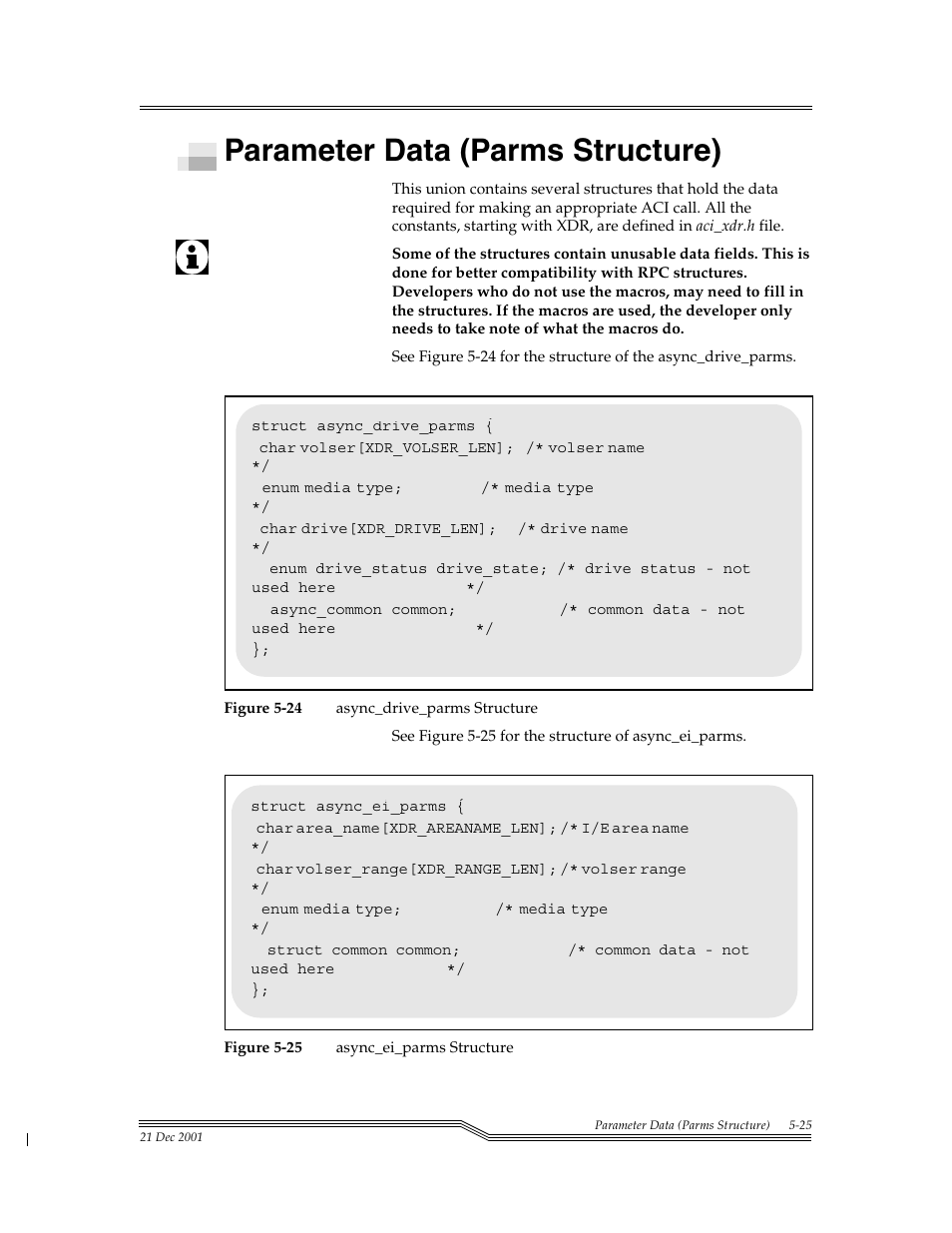 Parameter data (parms structure), Parameter data (parms structure) -25, Figure 5-24 | Figure 5-25 | ADIC Server User Manual | Page 197 / 218