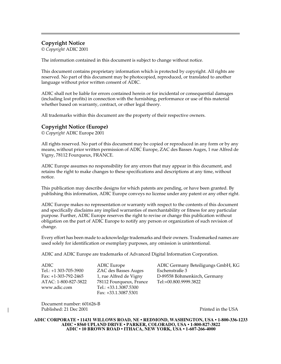 ADIC Server User Manual | Page 2 / 218