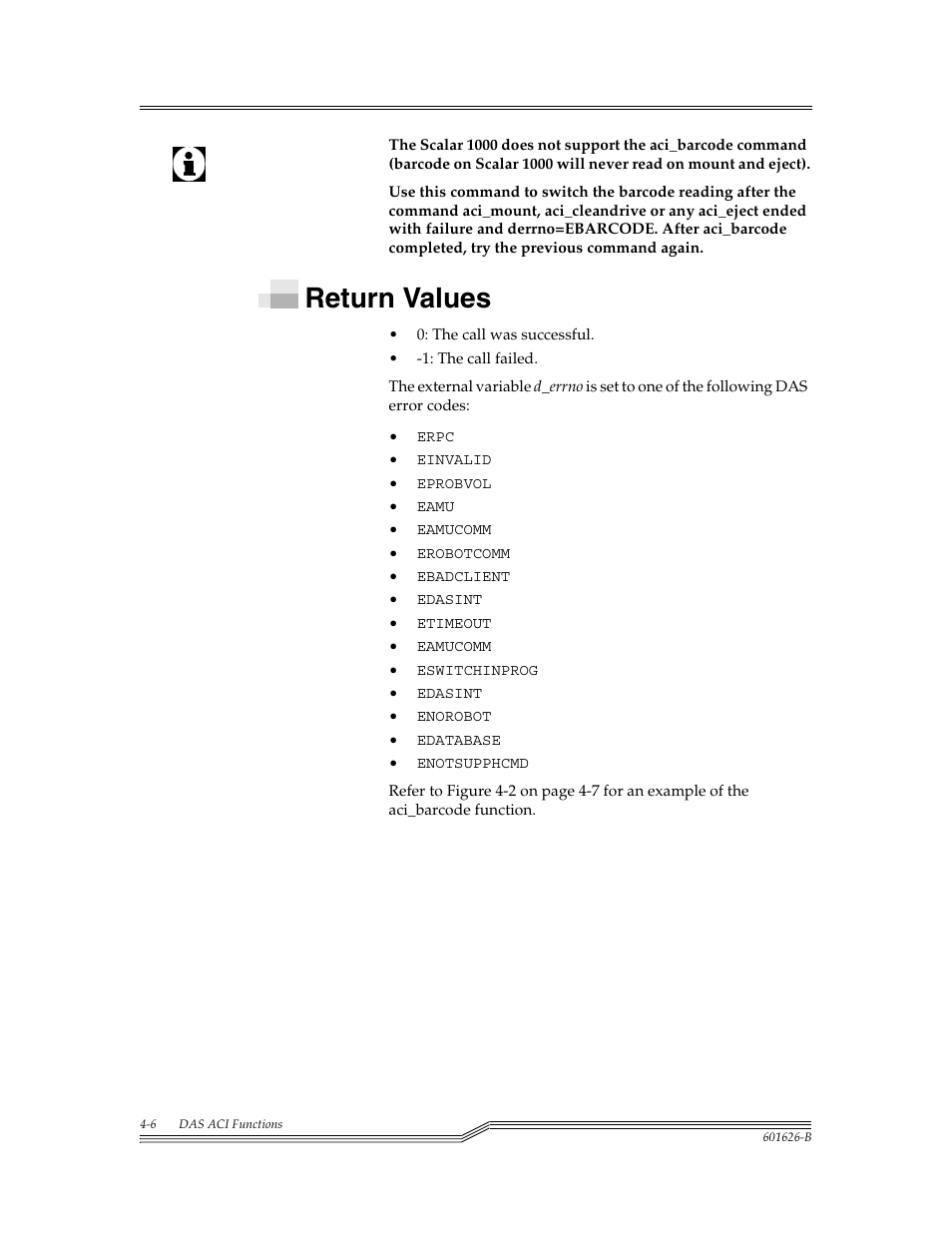 Return values, Return values -6 | ADIC Server User Manual | Page 48 / 218