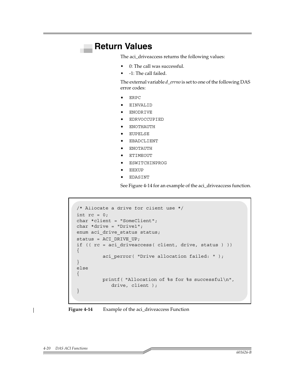 Return values, Return values -20, Figure 4-14 | ADIC Server User Manual | Page 62 / 218